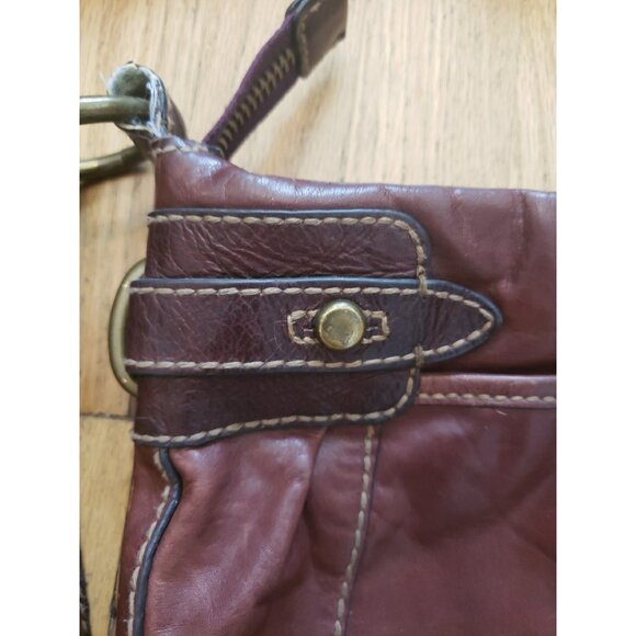 Fossil Cognac Brown Crossbody Purse Leather Vintage 90s  Medium  Boho Festival - Picture 3 of 9